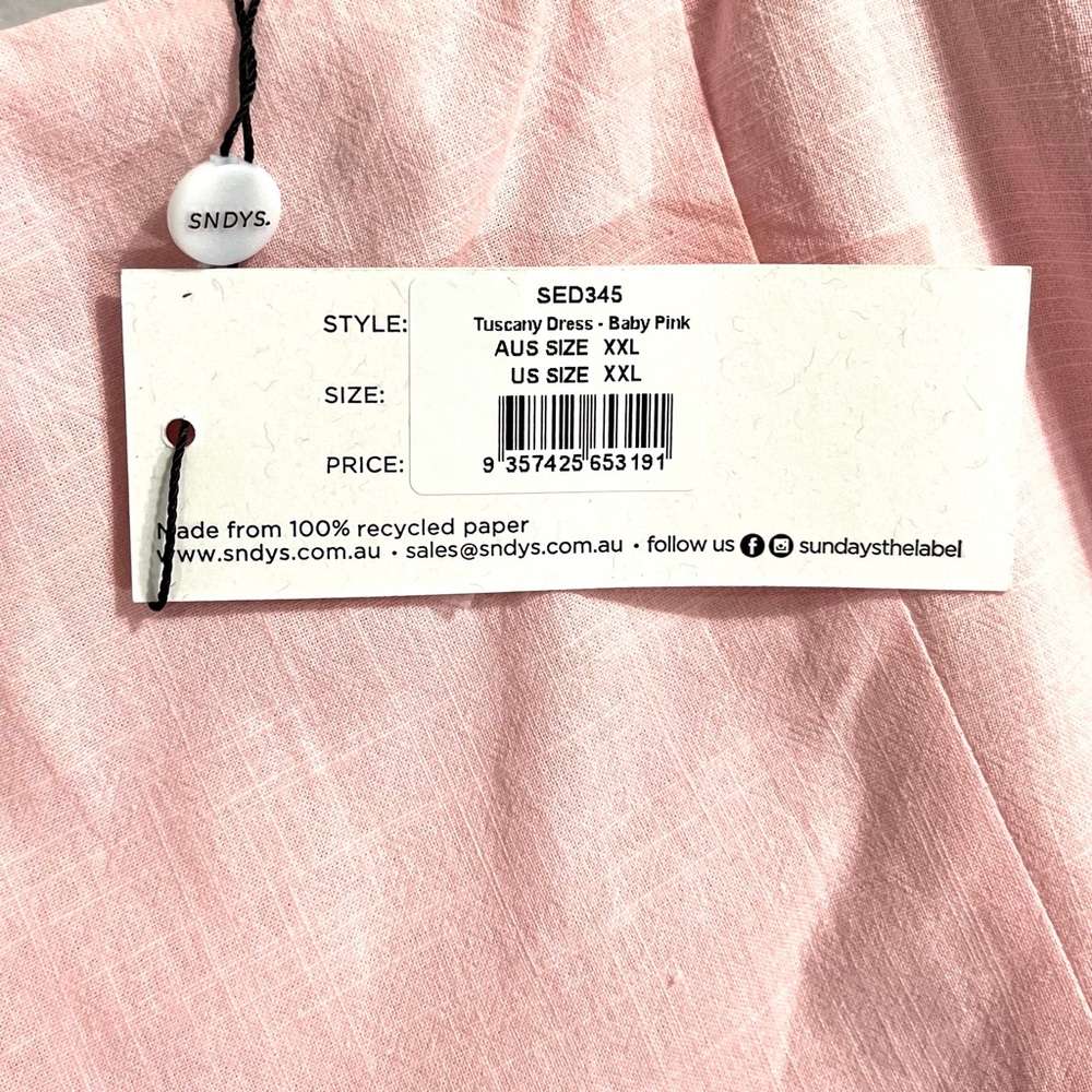 NWT SNDYS Everyday Tuscany Dress in Baby Pink Size XXL Mini Length - Picture 13 of 15